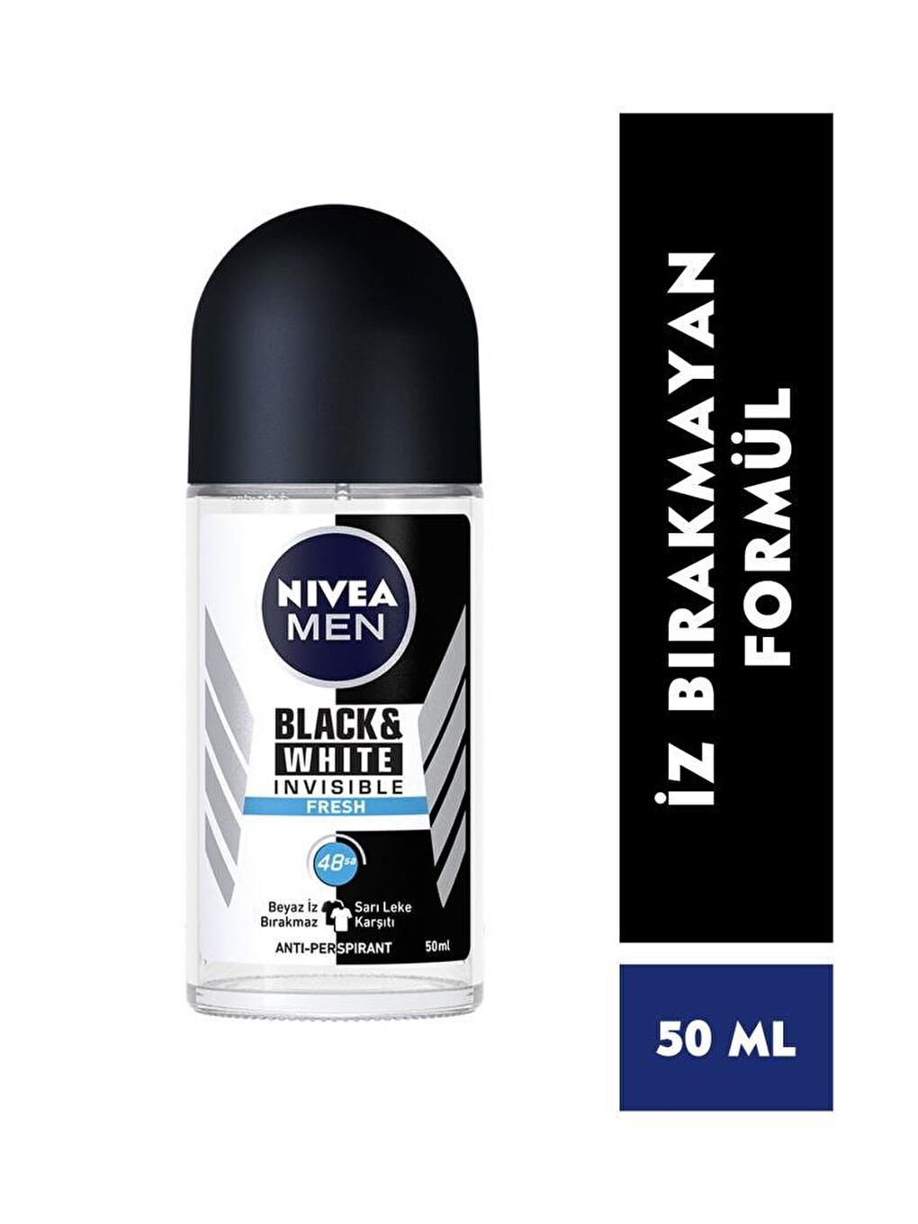 NIVEA Şeffaf Men Invisible Black & White Fresh Erkek Deodorant Roll-On 50 ml x2 Adet,48Saat Anti-Perspirant - 1