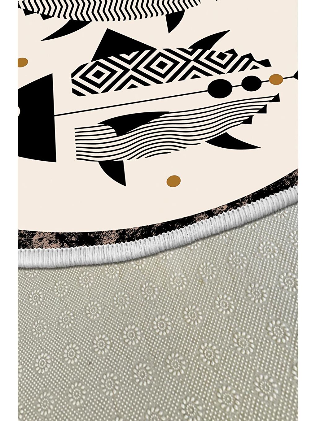 Siyah Dekoratif Özel Tasarım Modern Halısı 100x100 cm-3