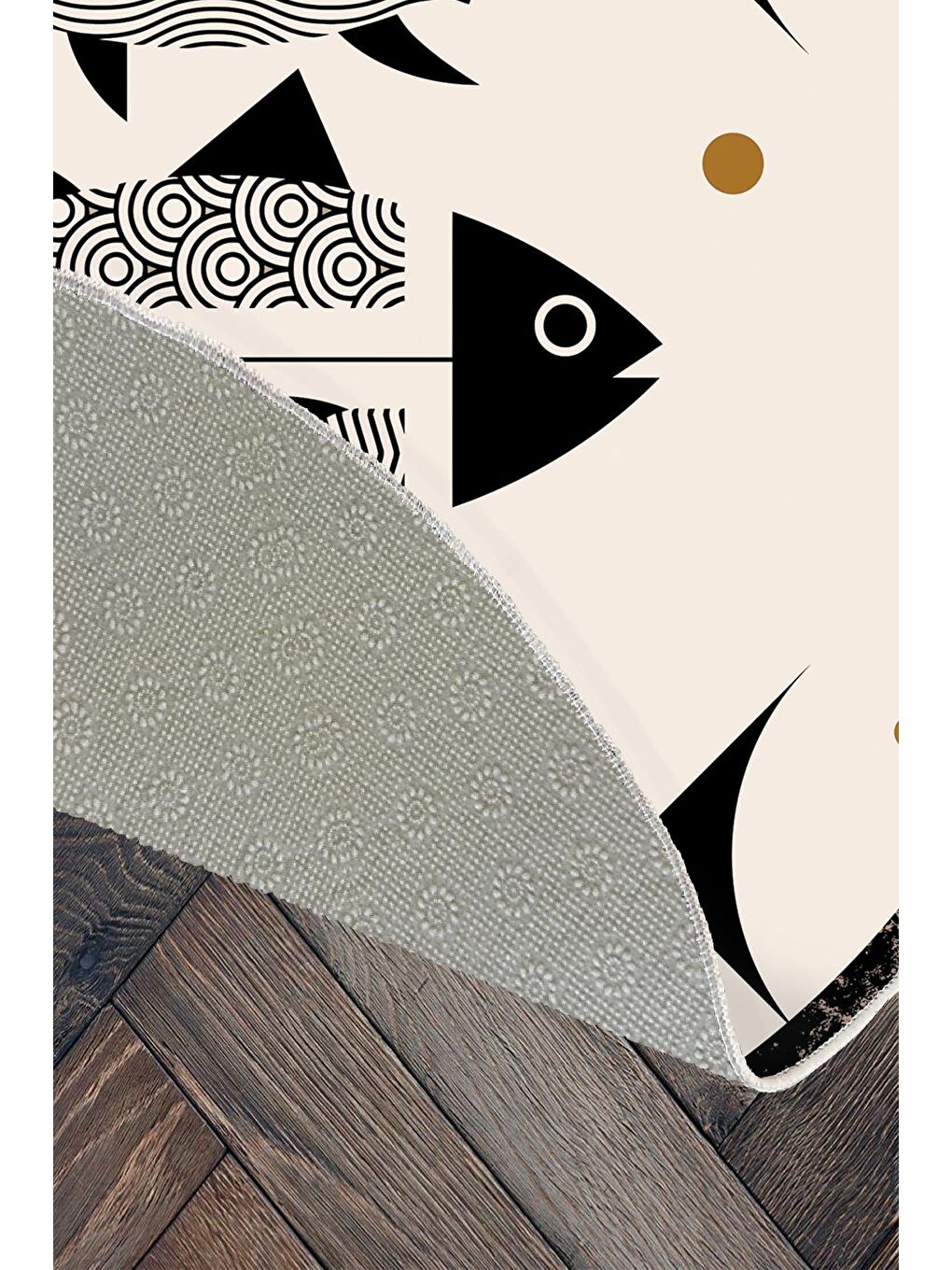 Siyah Dekoratif Özel Tasarım Modern Halısı 100x100 cm-4