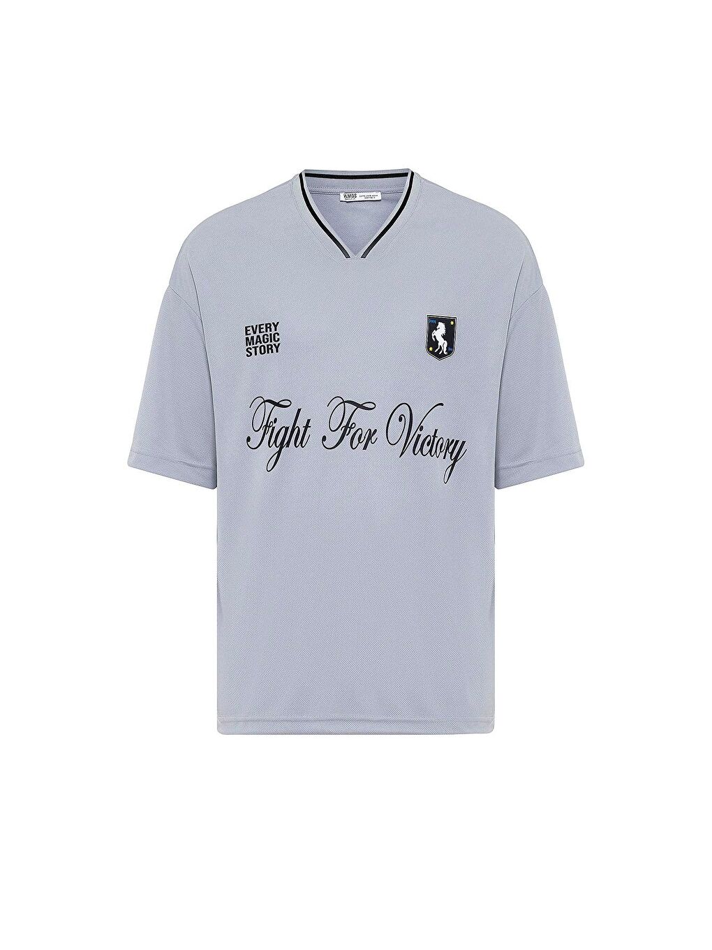 Baskılı Oversize Forma Tişört Gri-1