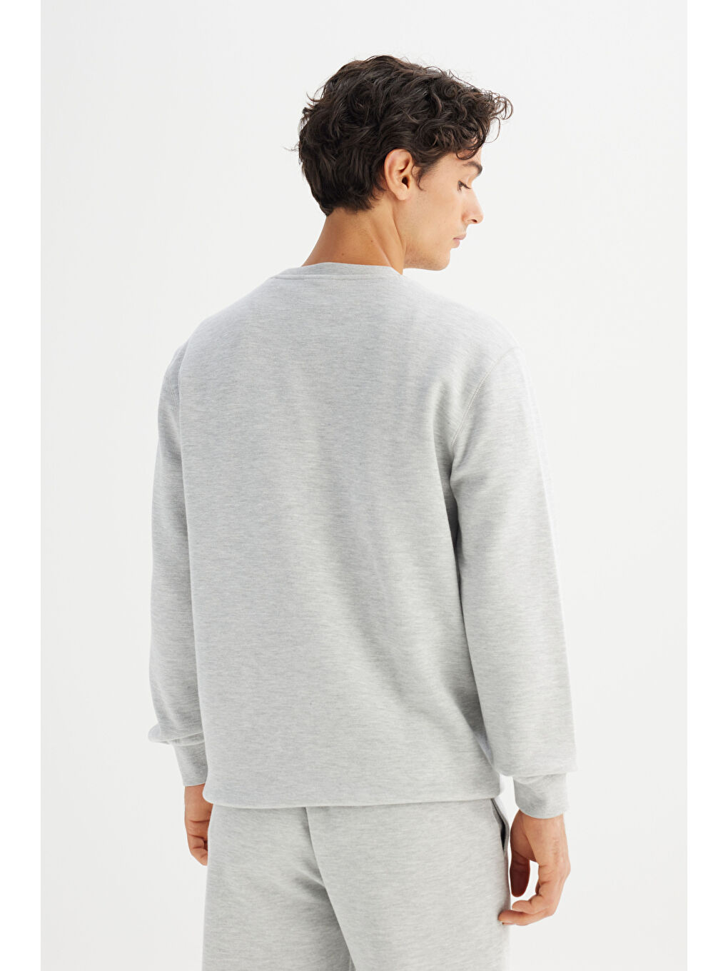 Gri Regular Fit Bisiklet Yaka Sweatshirt-4