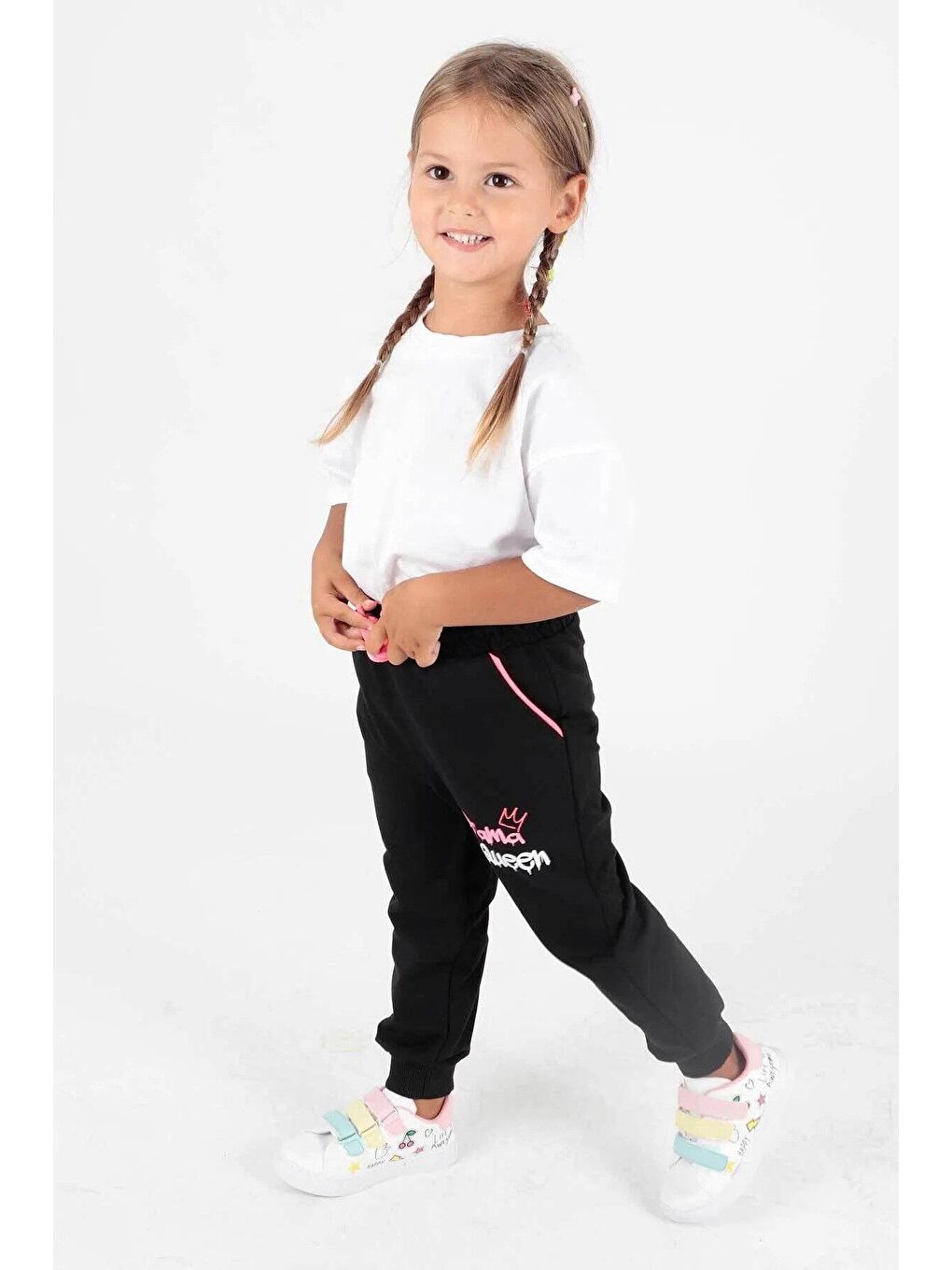 Siyah AK622457 Kız Çocuk Drama Baskılı Eşofman Altı