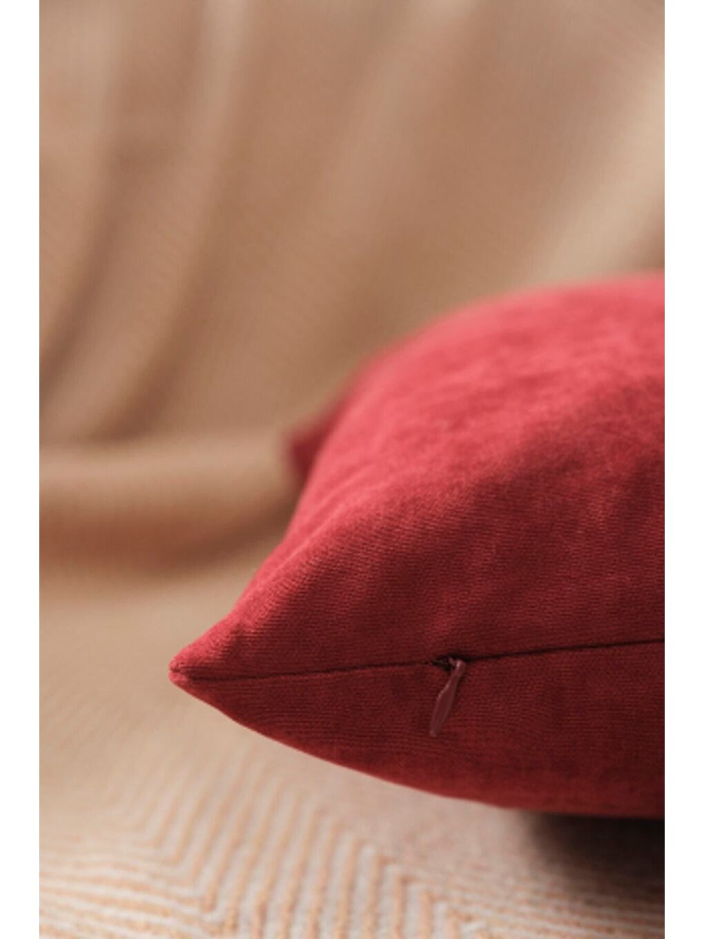 Bordo Kırlent Kılıfı Dekoratif Sade Panoroma 197-1