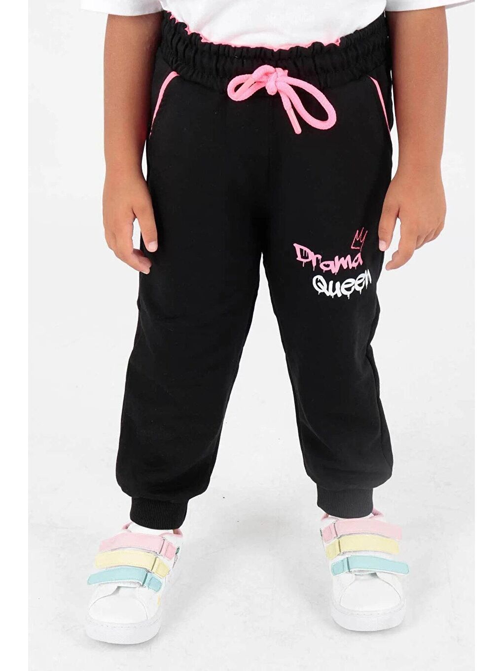 Siyah AK622457 Kız Çocuk Drama Baskılı Eşofman Altı-1