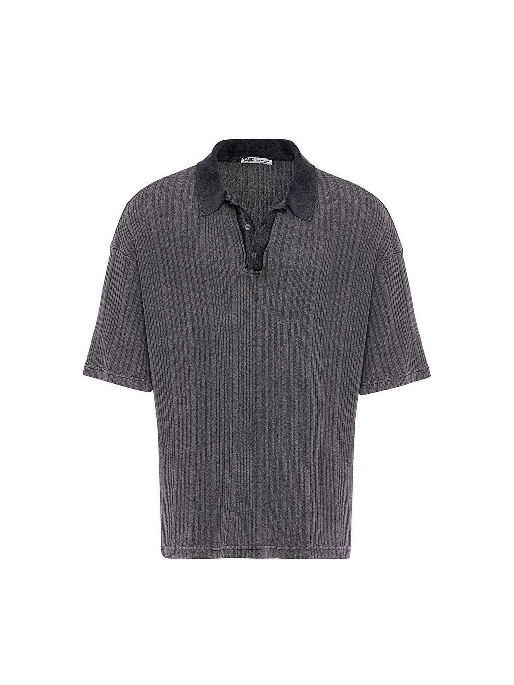 Polo Yaka Oversize Triko Siyah-1