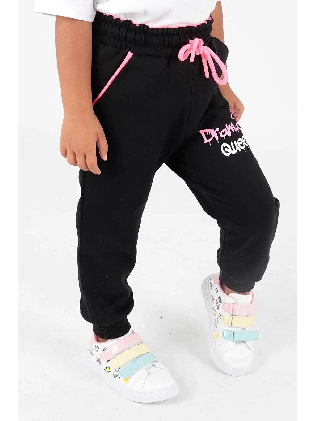 Siyah AK622457 Kız Çocuk Drama Baskılı Eşofman Altı-2