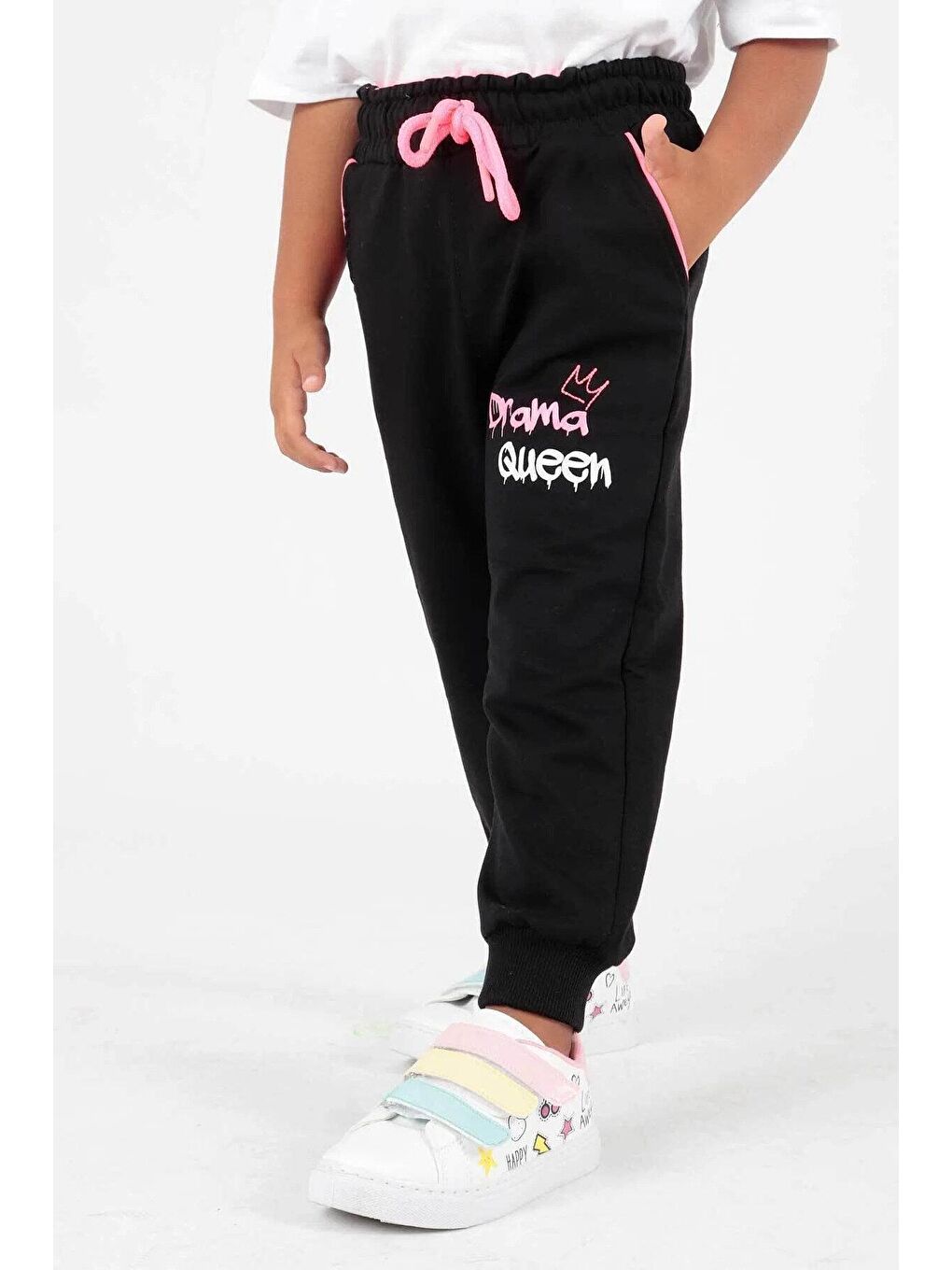 Siyah AK622457 Kız Çocuk Drama Baskılı Eşofman Altı-3