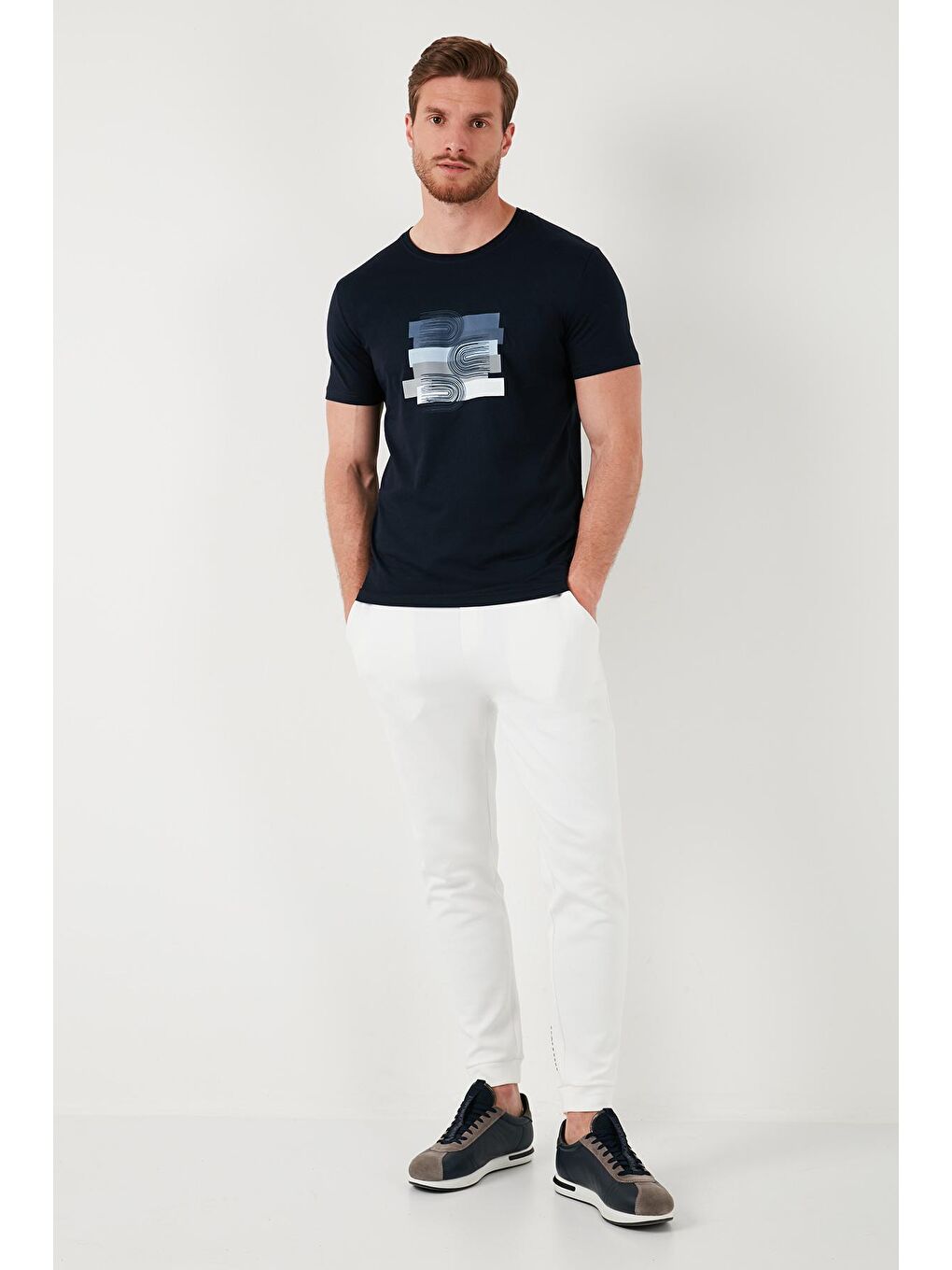 Buratti Lacivert Pamuklu Slim Fit Bisiklet Yaka T Shirt 646R8010 - 4