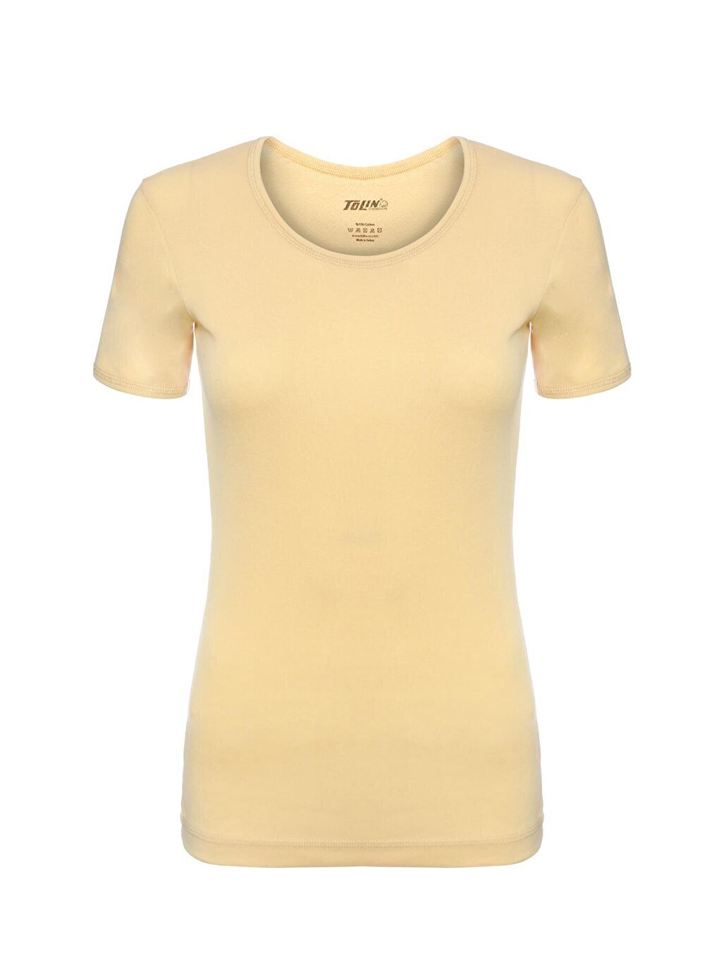 Bej Bisiklet Yaka Kısa Kollu Kadın Pamuklu Fanila 324