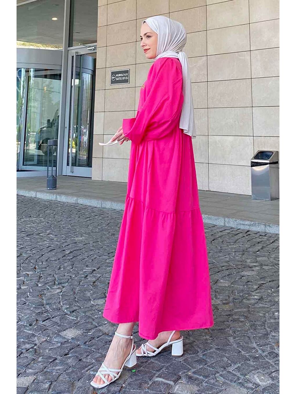 Fuşya Yazlık Elica Elbise Pembe-2