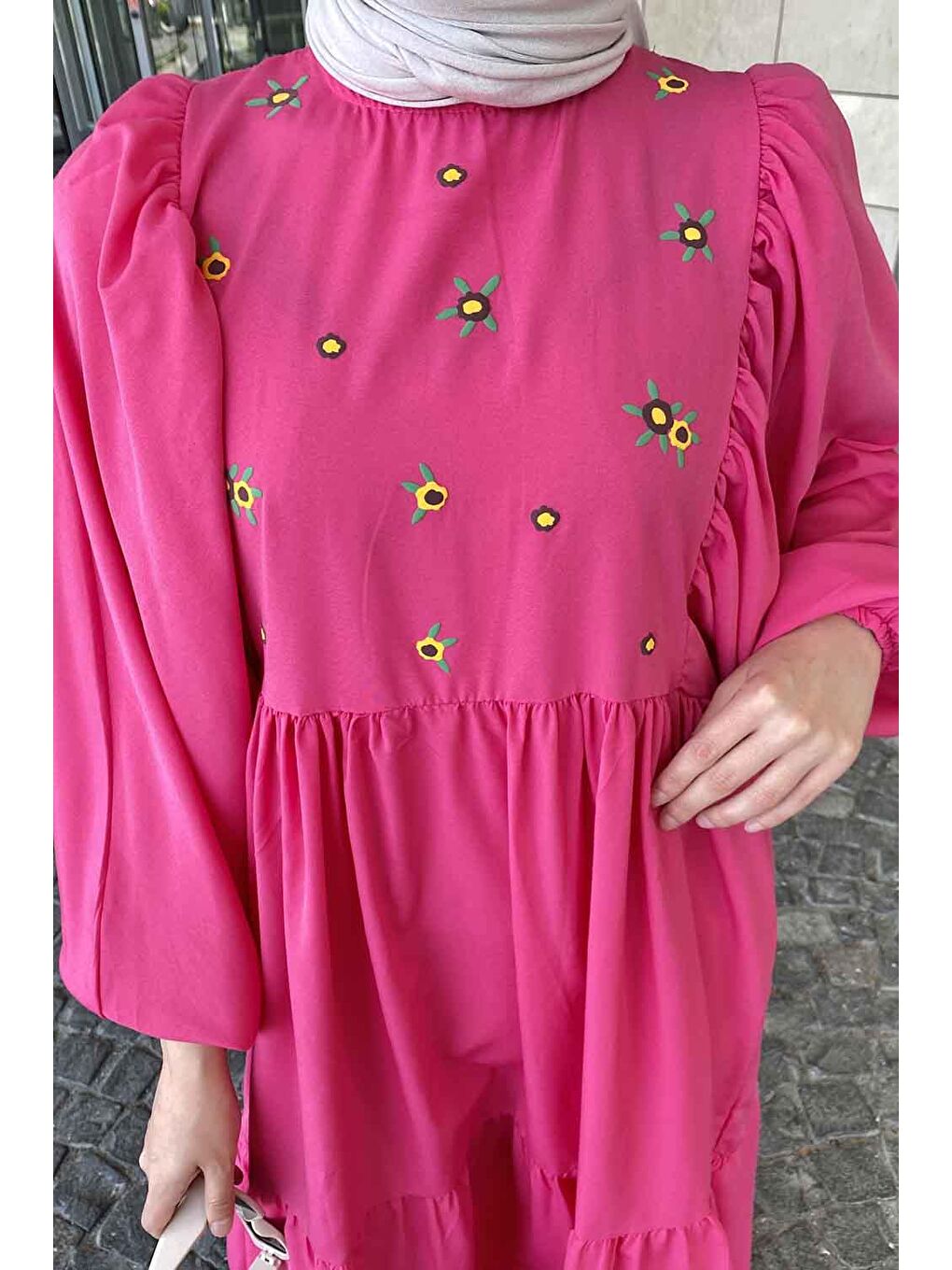 Fuşya Yazlık Elica Elbise Pembe-3