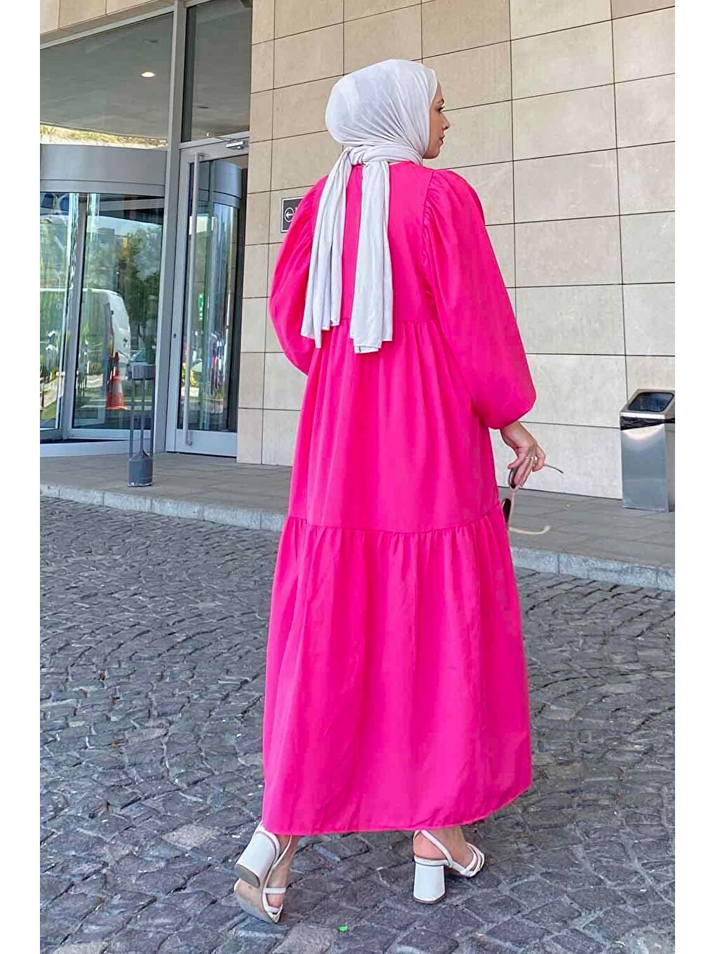Fuşya Yazlık Elica Elbise Pembe-4