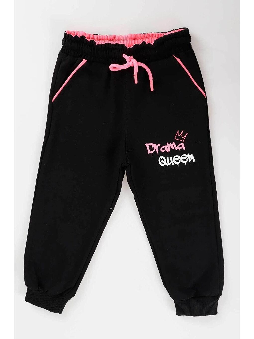 Siyah AK622457 Kız Çocuk Drama Baskılı Eşofman Altı-5