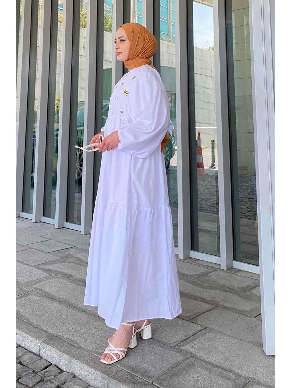 Yazlık Elica Elbise Beyaz-2