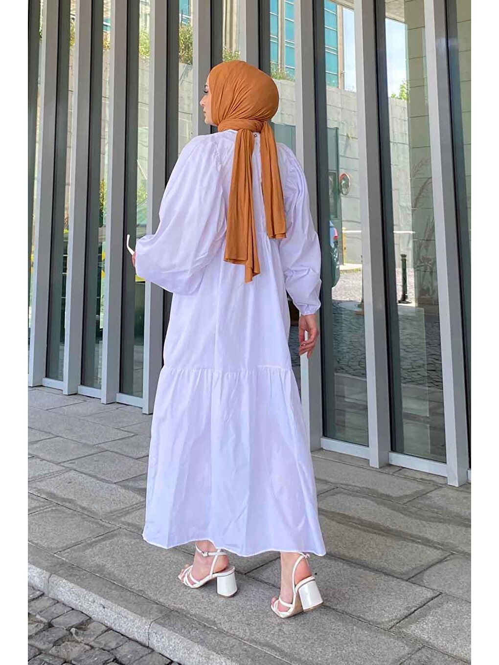 Yazlık Elica Elbise Beyaz-3