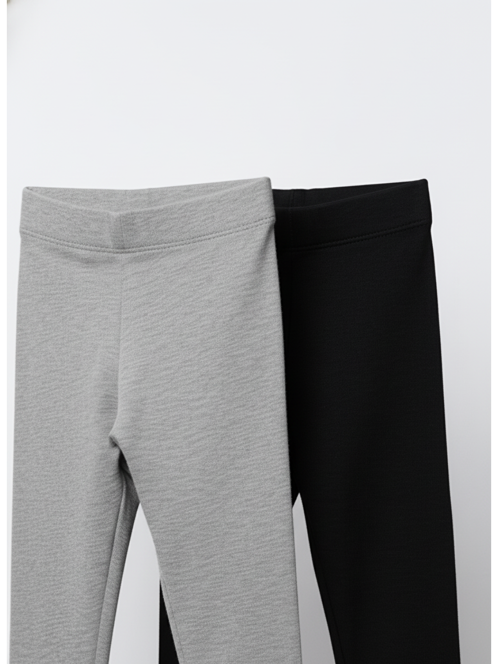 Karışık Kız Çocuk Pamuklu 2'Li Tayt Seti – Gri & Siyah, Esnek Rahat Kalıp-1