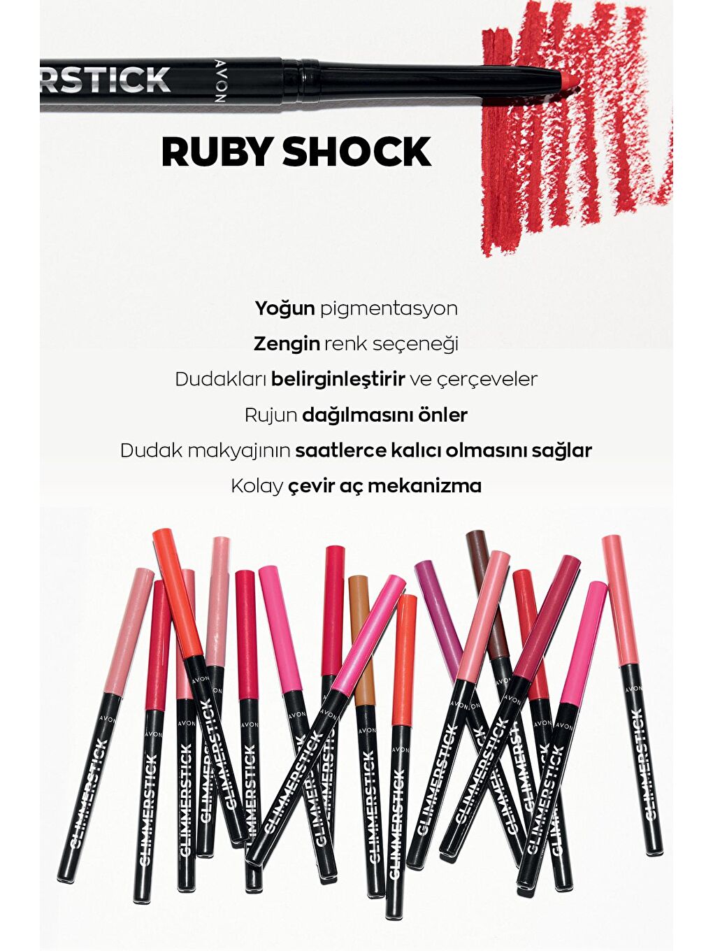 AVON Renksiz Glimmerstick Dudak Kalemi Ruby Shock - 1