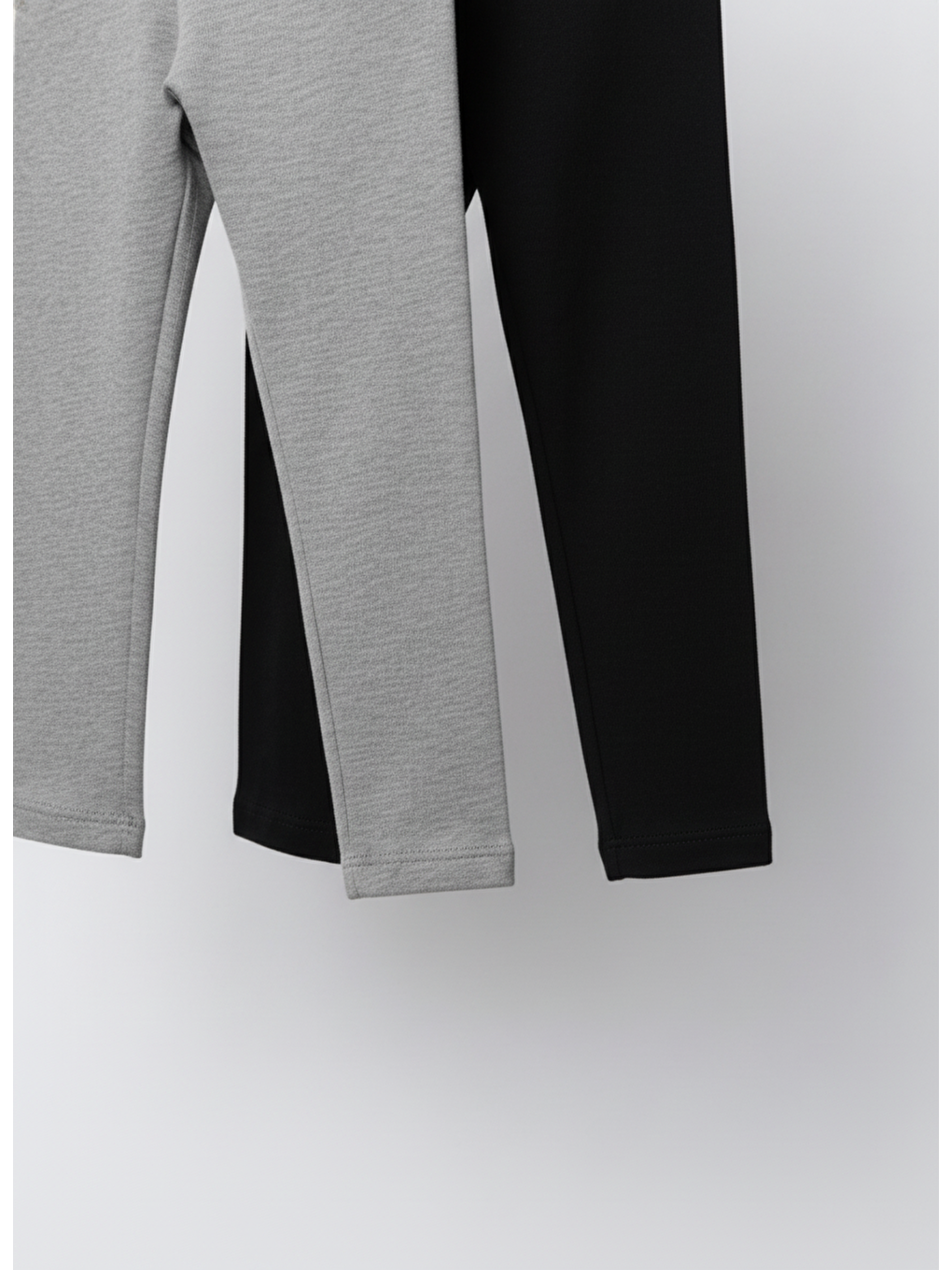 Karışık Kız Çocuk Pamuklu 2'Li Tayt Seti – Gri & Siyah, Esnek Rahat Kalıp-2