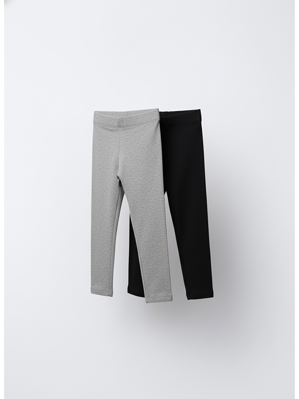 Karışık Kız Çocuk Pamuklu 2'Li Tayt Seti – Gri & Siyah, Esnek Rahat Kalıp-4