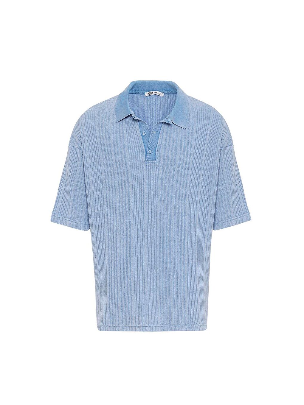 Polo Yaka Oversize Triko Açık Mavi-1