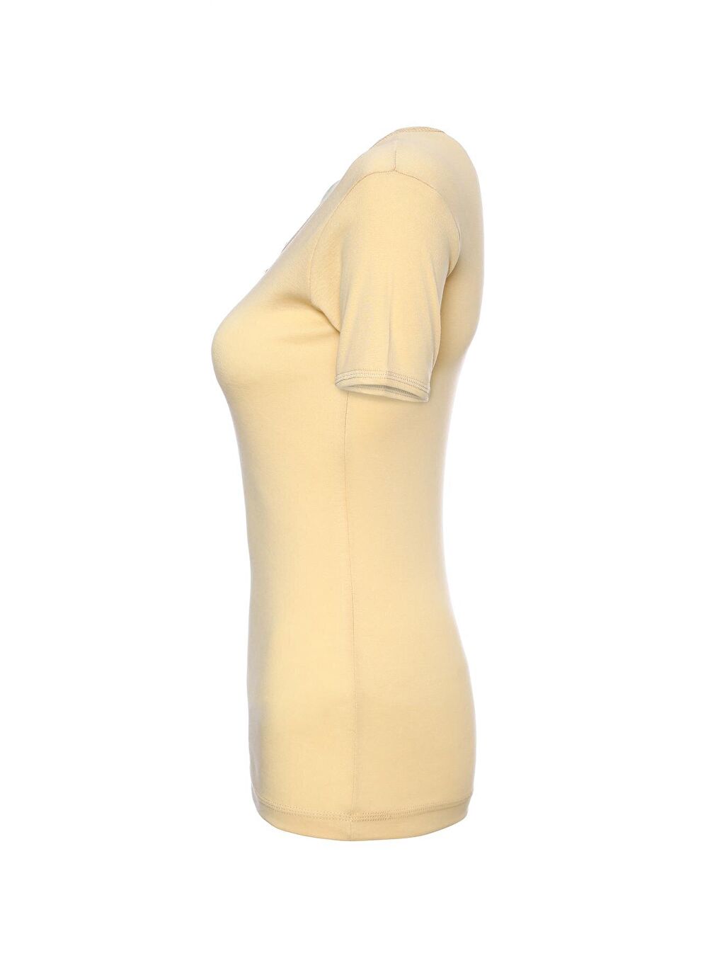 Bej Bisiklet Yaka Kısa Kollu Kadın Pamuklu Fanila 324-1