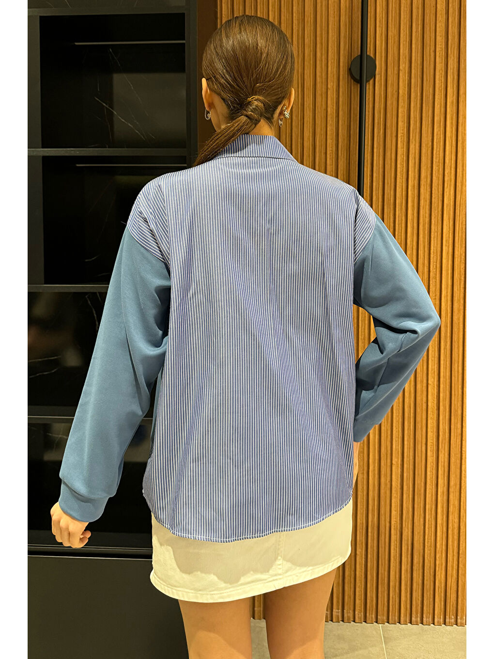 Lacivert Kadın Hırka Kombinli Gömlek-3