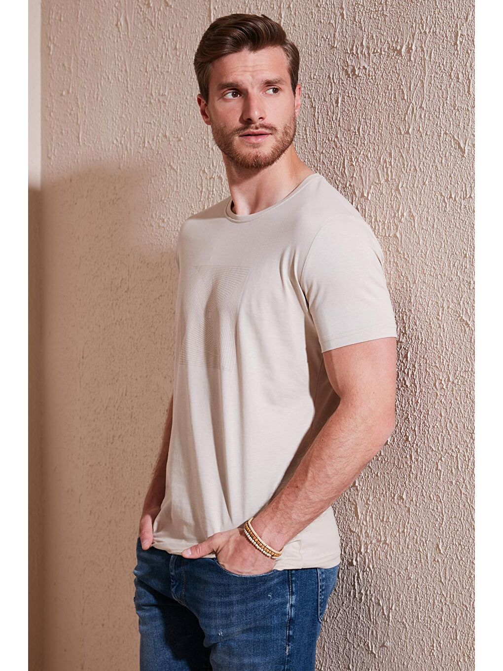 Buratti Bej Pamuklu Slim Fit Bisiklet Yaka T Shirt 646R7940