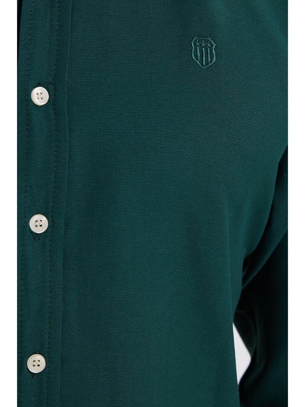 Erkek Slim Fit Dar Kesim Düz Oxford Armalı Düğmeli Yaka Haki Spor Gömlek-6