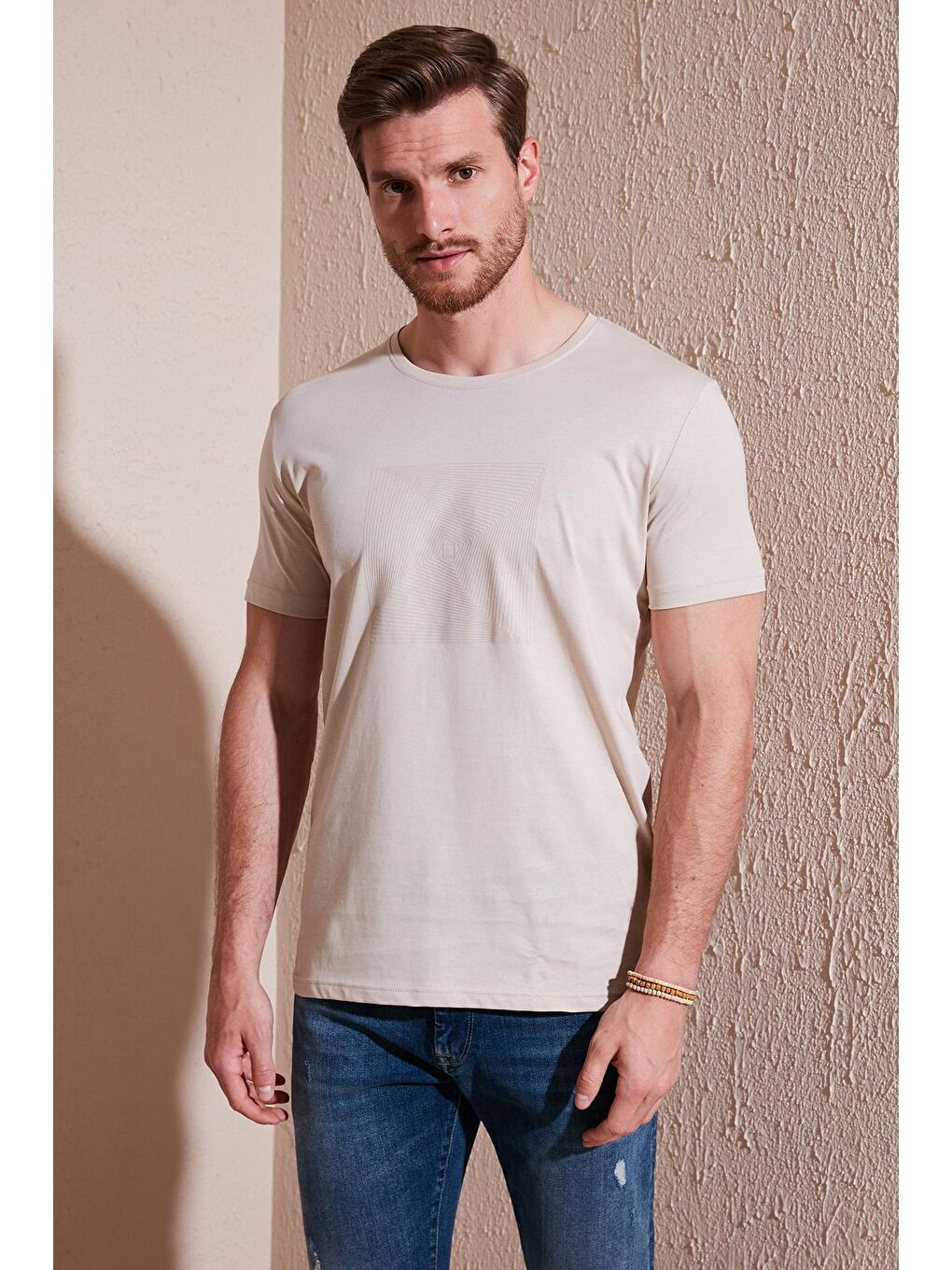 Buratti Bej Pamuklu Slim Fit Bisiklet Yaka T Shirt 646R7940 - 1