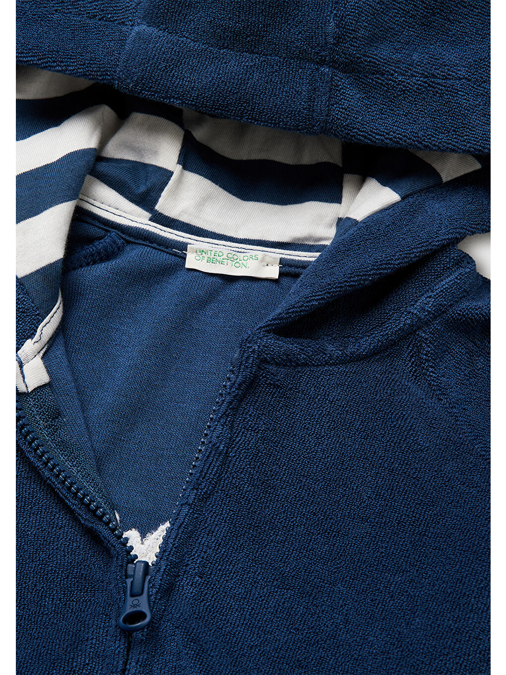 Bebek Koyu Lacivert Nakışlı Kapüşonlu Fermuarlı Havlu Sweatshirt-2
