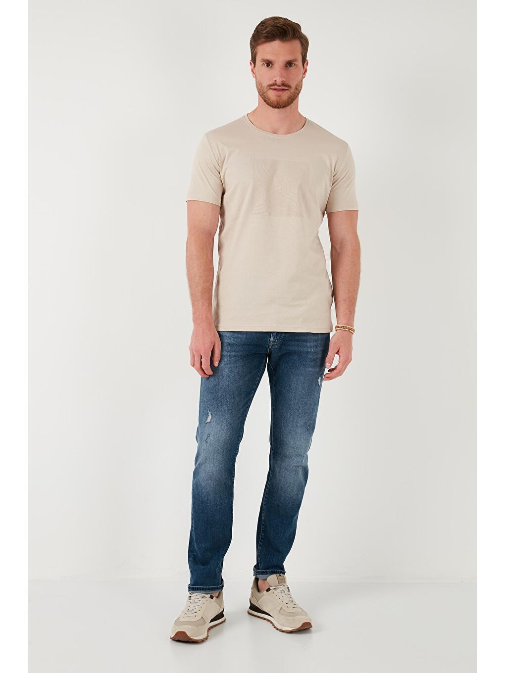 Buratti Bej Pamuklu Slim Fit Bisiklet Yaka T Shirt 646R7940 - 2