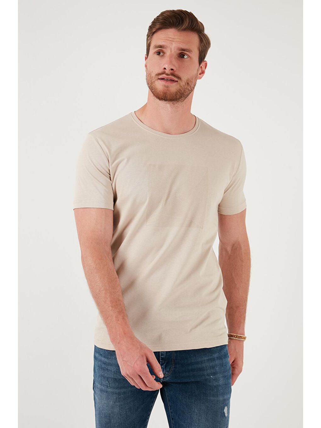 Buratti Bej Pamuklu Slim Fit Bisiklet Yaka T Shirt 646R7940 - 3