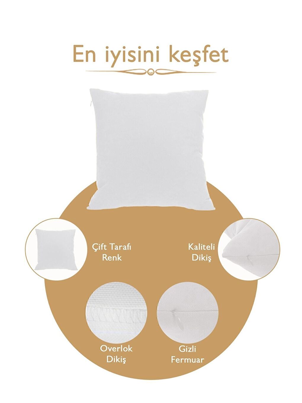 ASDIVA Beyaz Kırlent Kılıfı Dekoratif Sade Panoroma 093 - 6