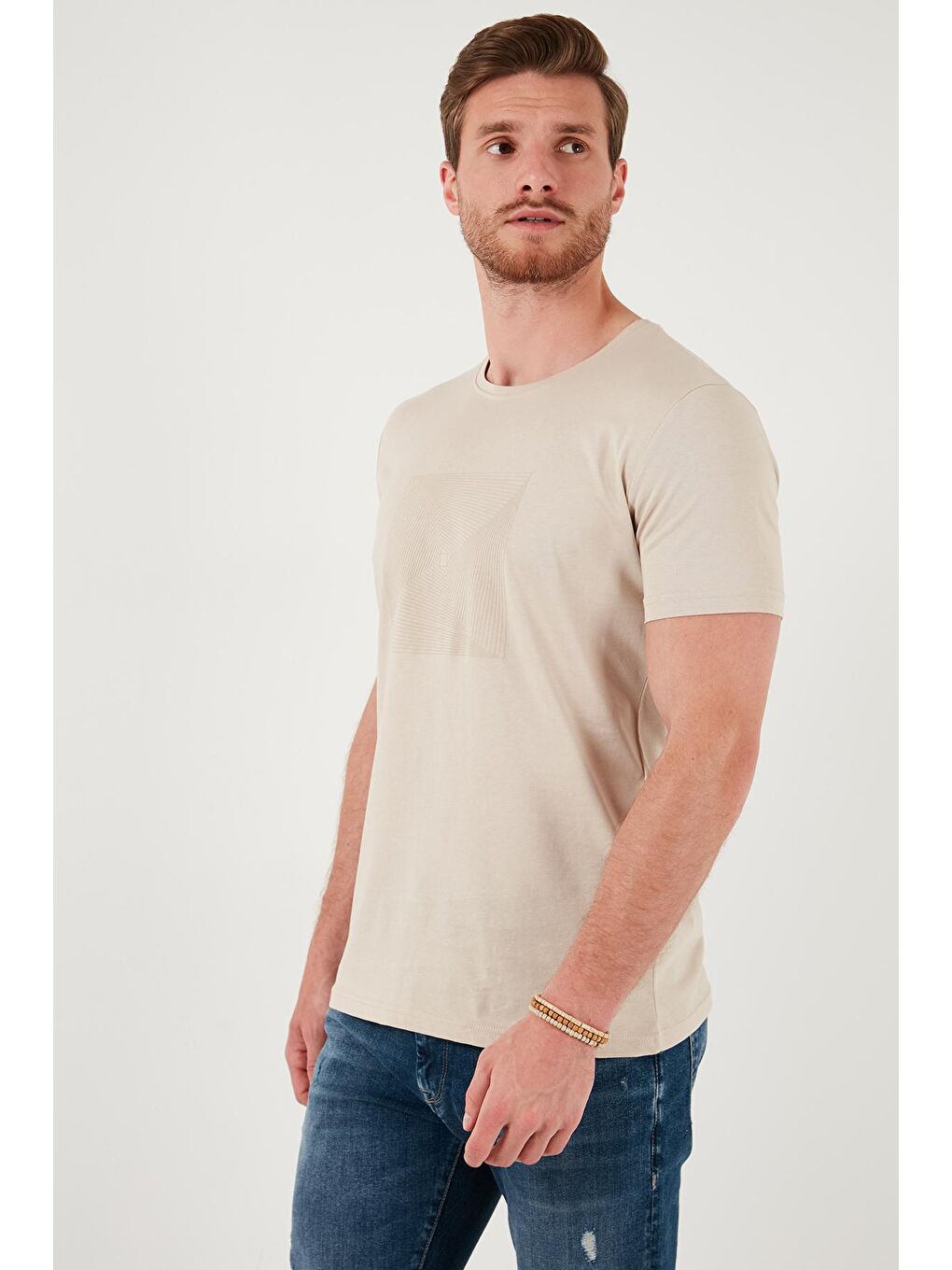 Buratti Bej Pamuklu Slim Fit Bisiklet Yaka T Shirt 646R7940 - 4