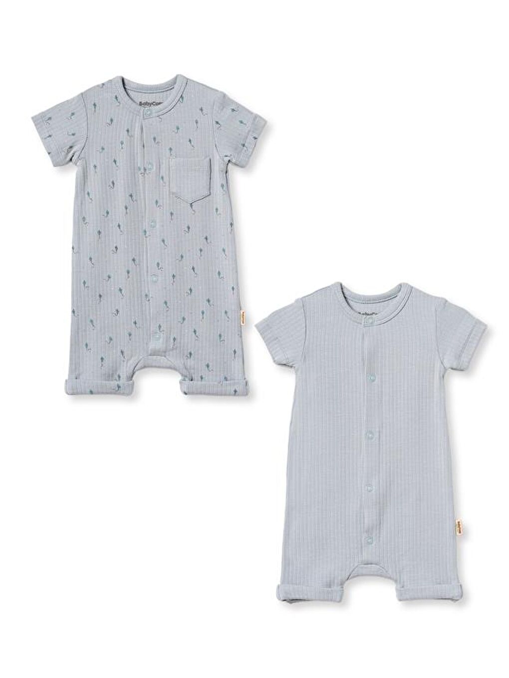 Turkuaz Bebek Şort Kollu Tulum, %100 Organik Pamuk, Bebek ve Yenidoğan Serisi - CSYM31115