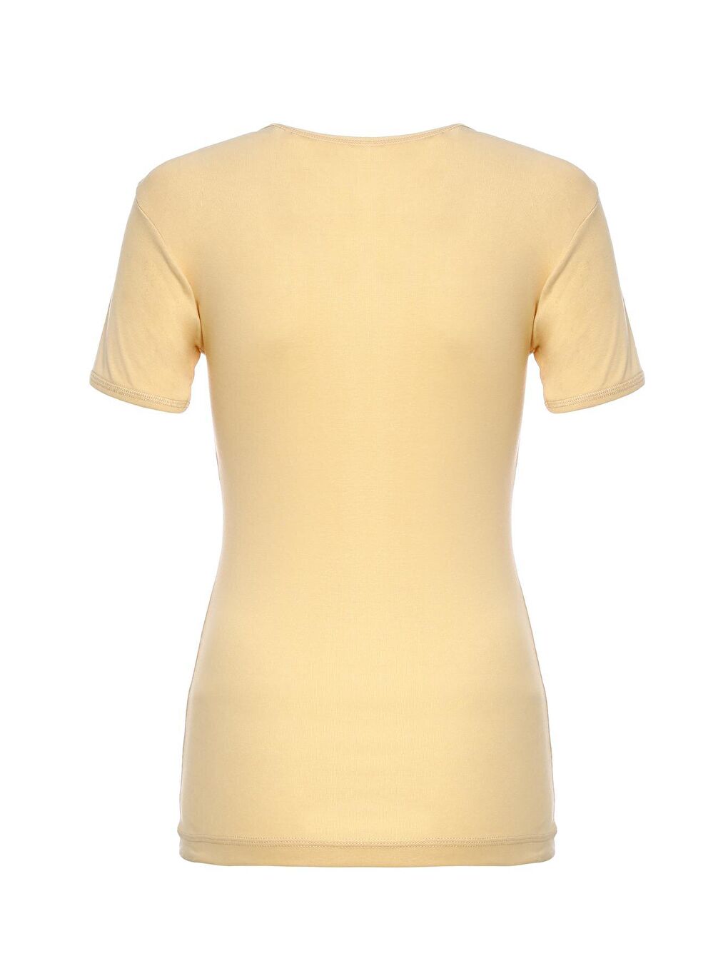 Bej Bisiklet Yaka Kısa Kollu Kadın Pamuklu Fanila 324-2