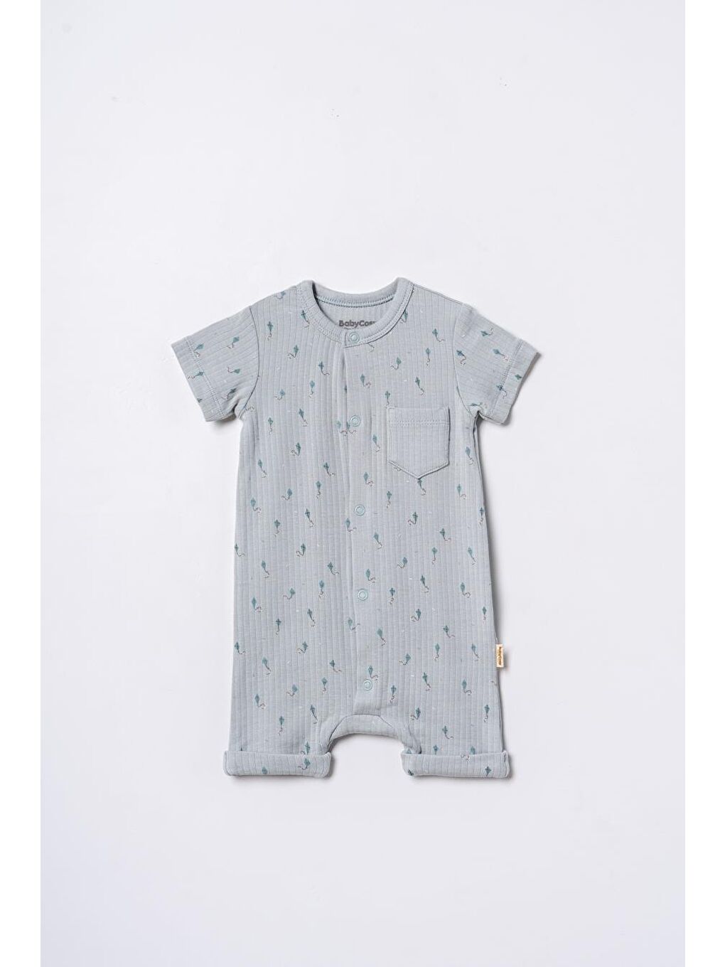 Turkuaz Bebek Şort Kollu Tulum, %100 Organik Pamuk, Bebek ve Yenidoğan Serisi - CSYM31115-1