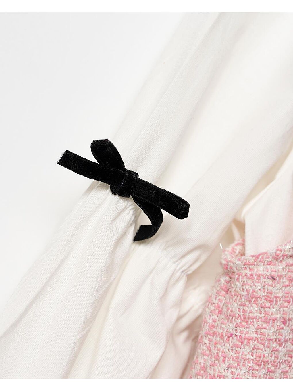 Kız Çocuk Pamuklu Pembe Gömlek Yaka Elbiseli 2 Parça Elbise-3