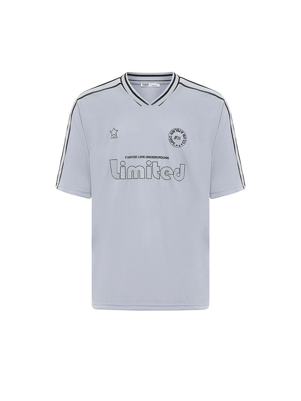 Baskılı Oversize Forma Tişört Gri-1