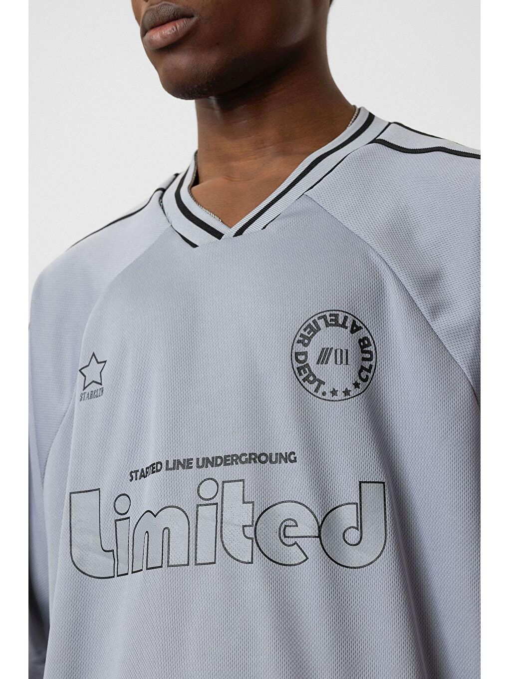 Baskılı Oversize Forma Tişört Gri-5