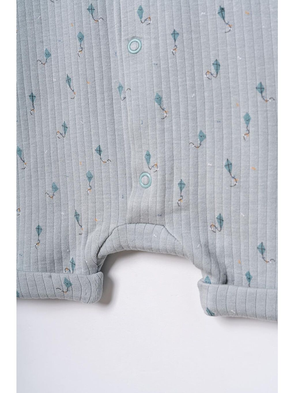 Turkuaz Bebek Şort Kollu Tulum, %100 Organik Pamuk, Bebek ve Yenidoğan Serisi - CSYM31115-4