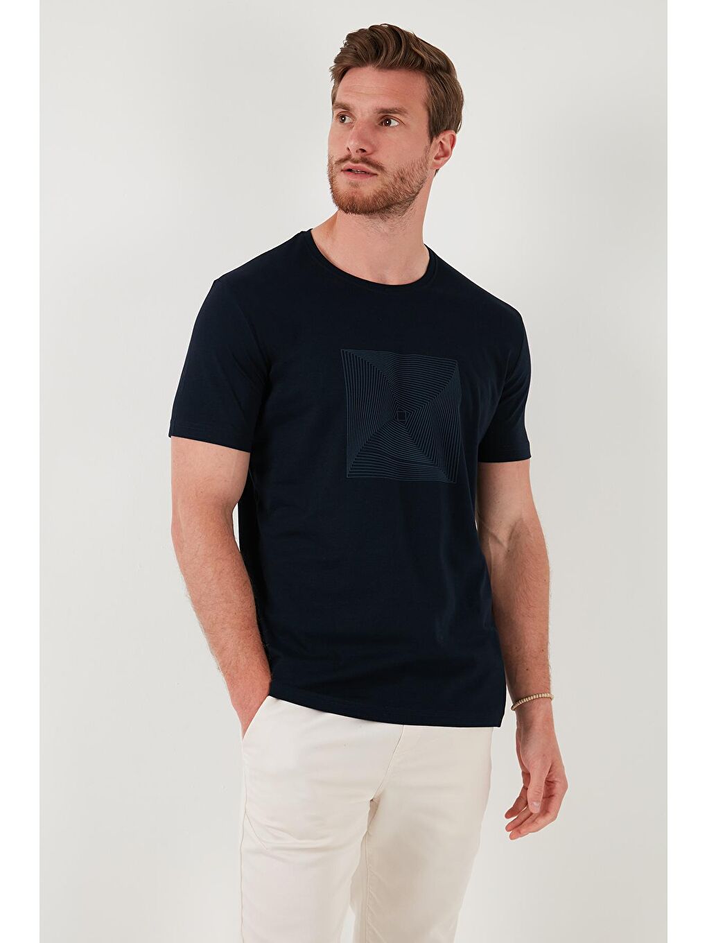 Buratti Lacivert Pamuklu Slim Fit Bisiklet Yaka T Shirt 646R7940 - 4