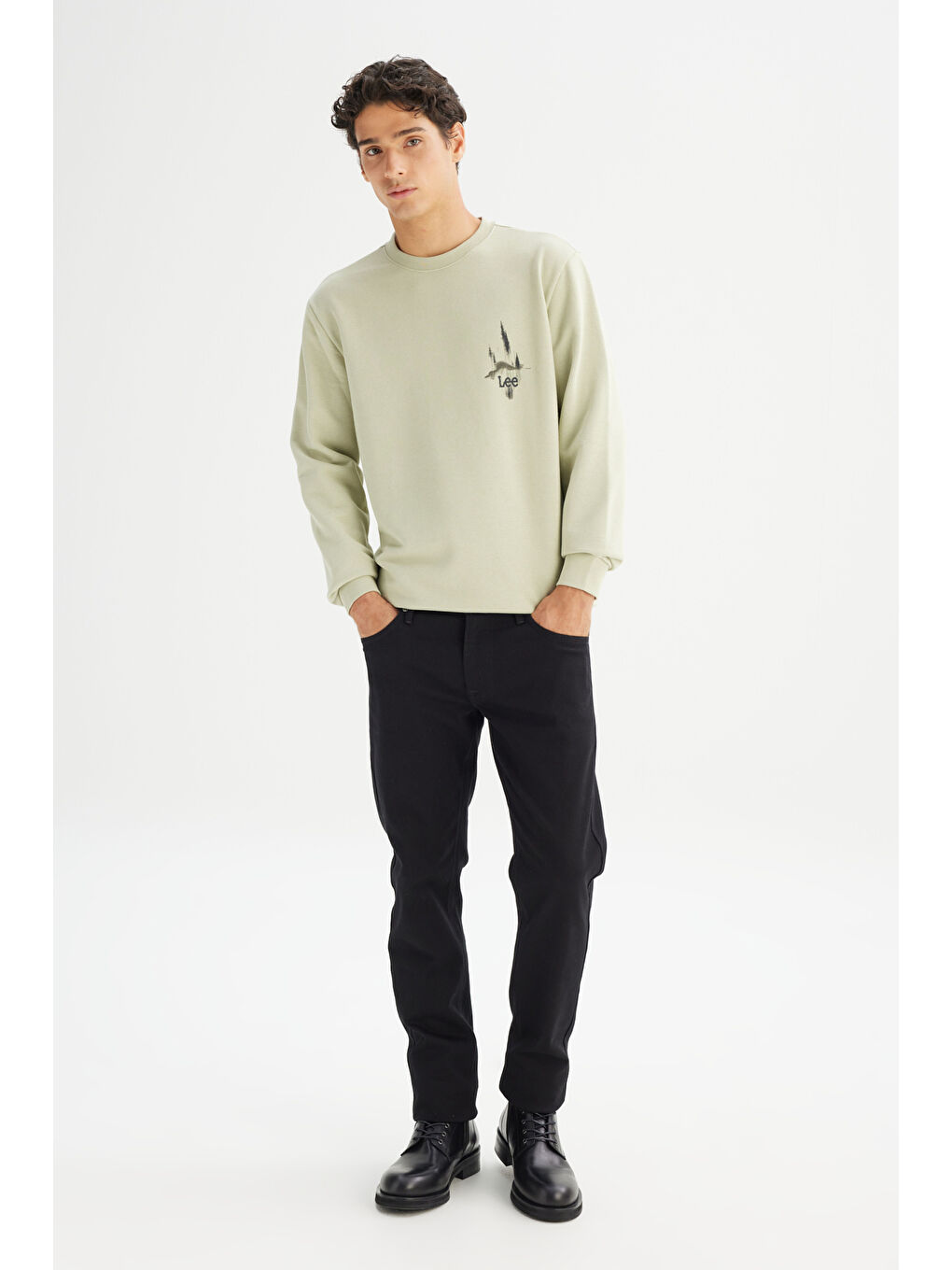 Yeşil Regular Fit Bisiklet Yaka Sweatshirt-1