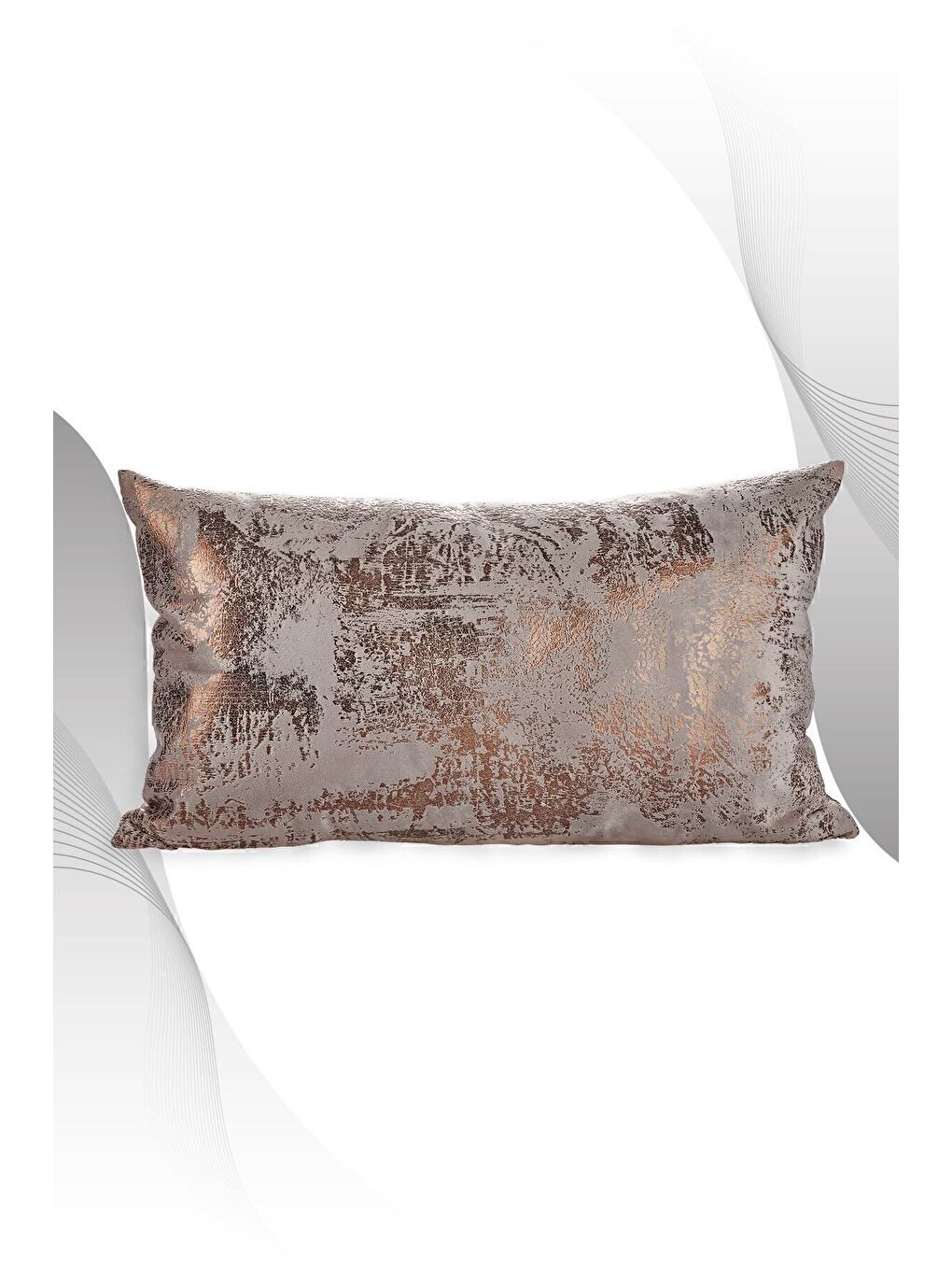 Bej Gri Bakır Kırlent Kılıfı Dekoratif Desenli Kadife-1