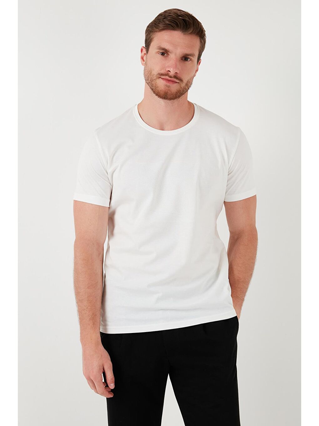 Buratti Ekru Pamuklu Slim Fit Bisiklet Yaka T Shirt 646R7940 - 2