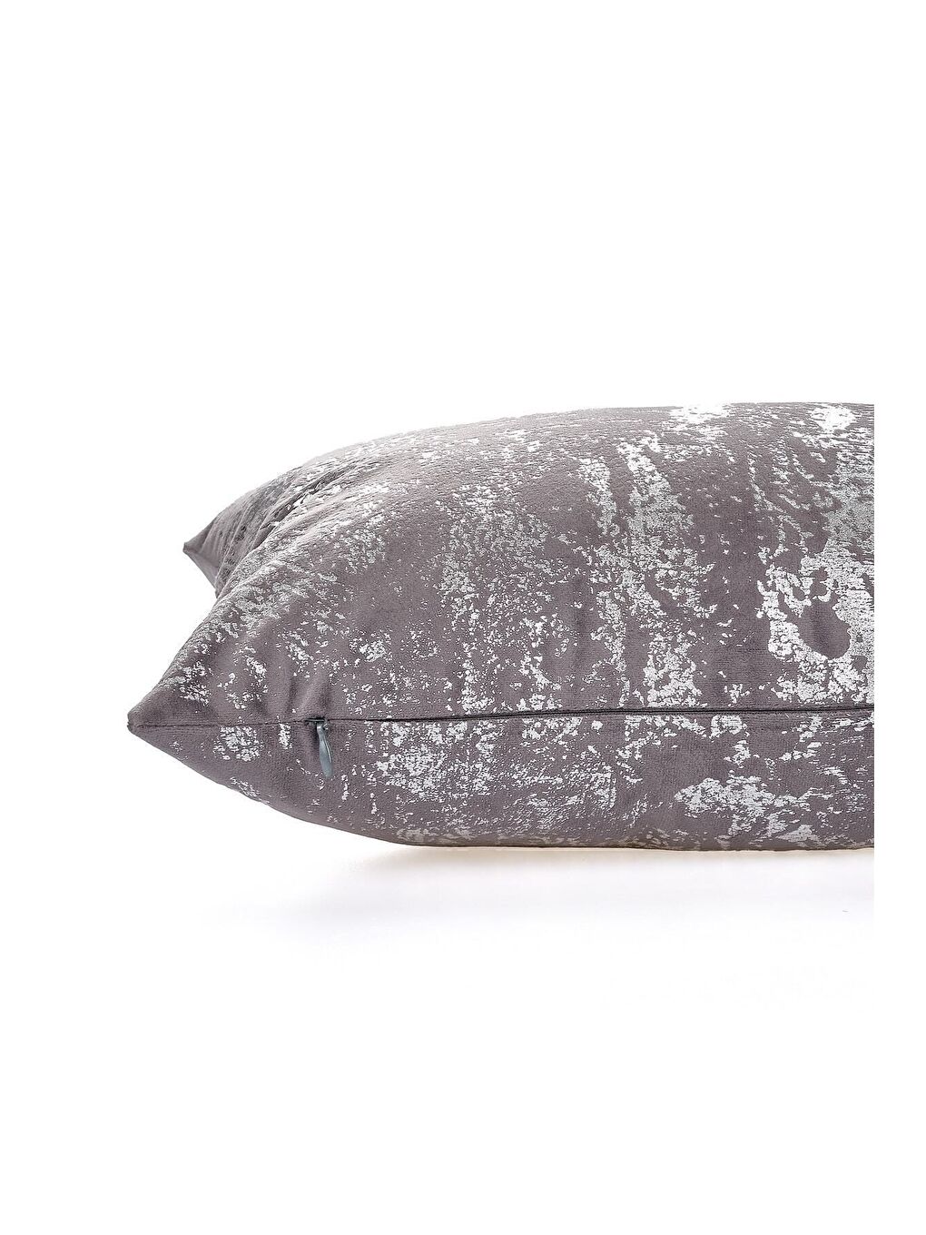 Gri Antrasit Gümüş Kırlent Kılıfı Dekoratif Desenli Kadife-2