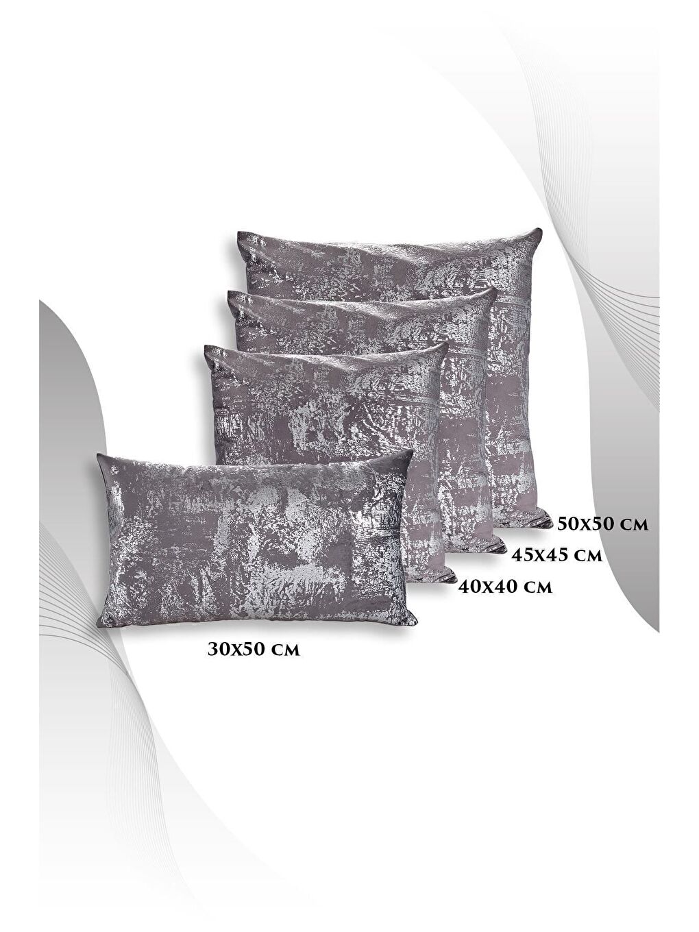 Gri Antrasit Gümüş Kırlent Kılıfı Dekoratif Desenli Kadife-3