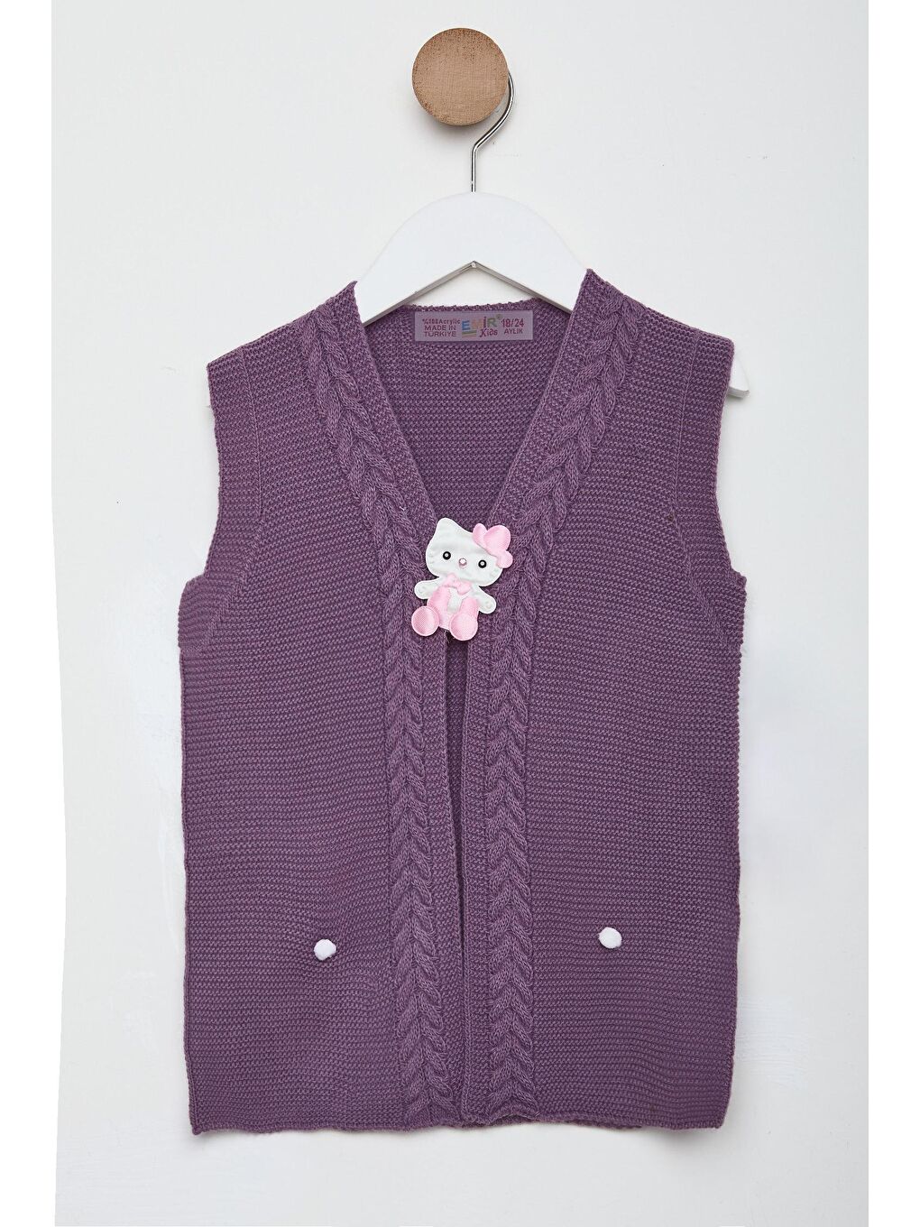 Kız Çocuk Mürdüm Bebek Triko Yelek - 24069