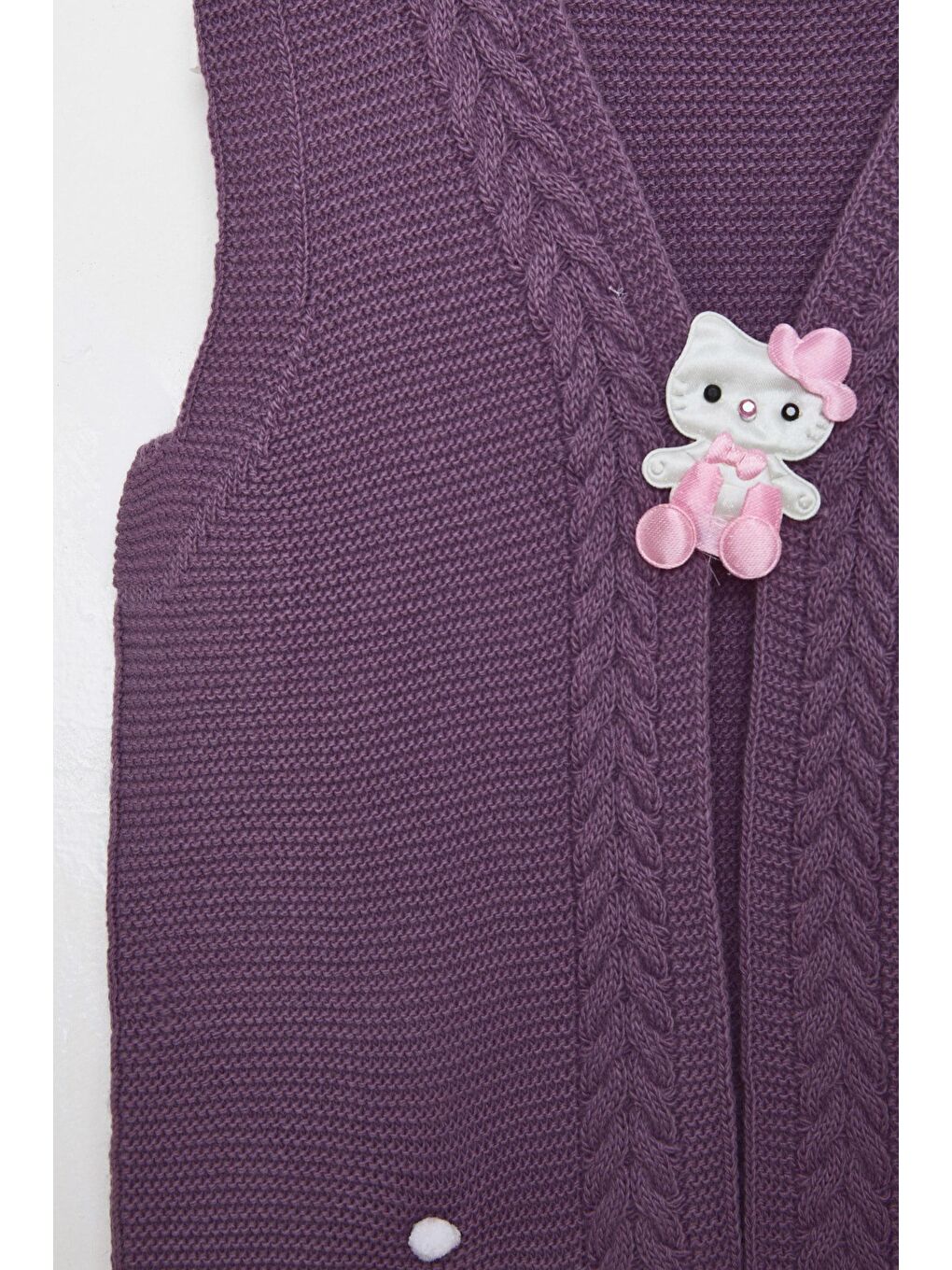 Kız Çocuk Mürdüm Bebek Triko Yelek - 24069-1