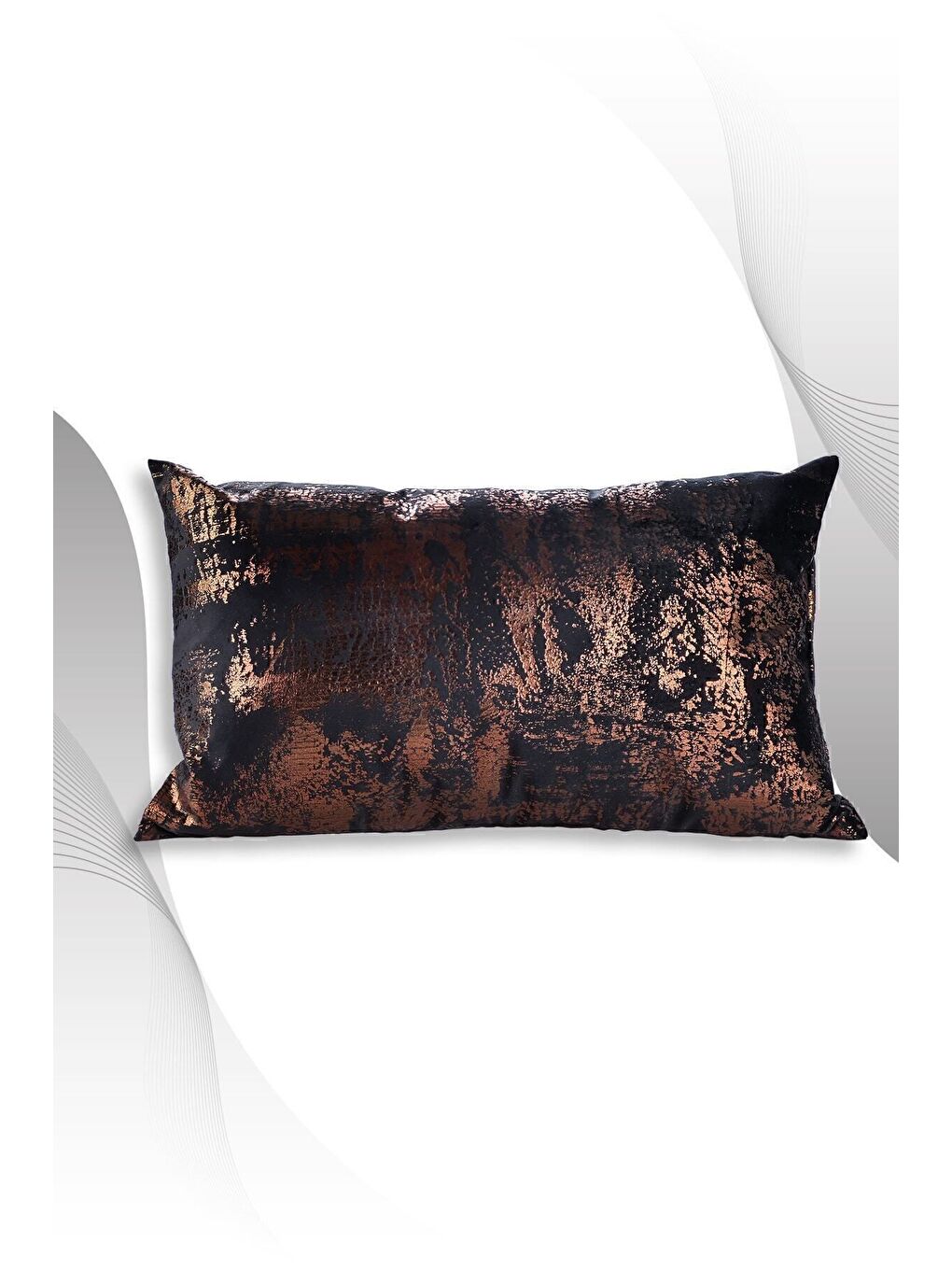 Siyah Bakır Kırlent Kılıfı Dekoratif Desenli Kadife-2